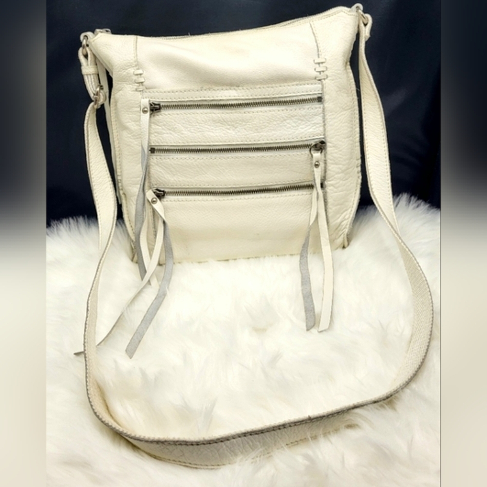 Lucky Brand Bag, Genuine Leather, White, Zip Closures, Shoulder Cross Body Purse
